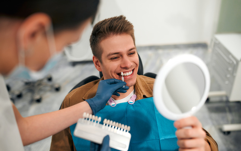 Patient smiling with veneers